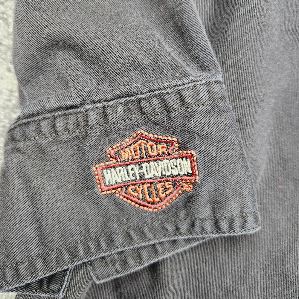 VTG Harley Davidson Shirt Mens Medium Black Eagle Embroidered Patch Biker Moto - Picture 4 of 9
